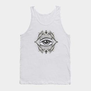 Engraving style tattoo of All Seeing eye masonic symbol. Tank Top